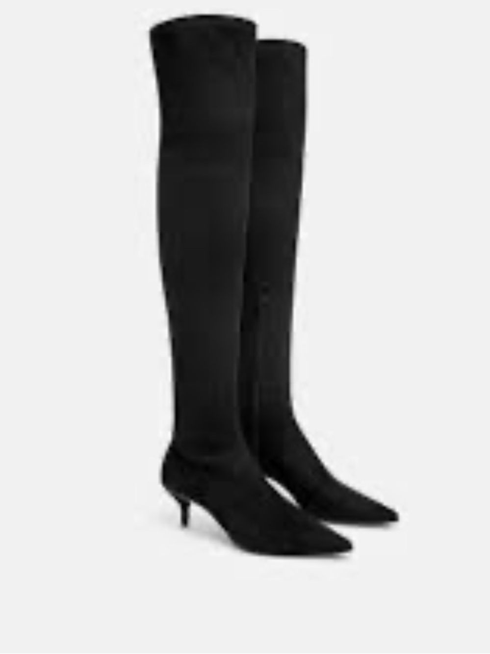 Zara Black Over-the-Knee Kitten-Heel Boots